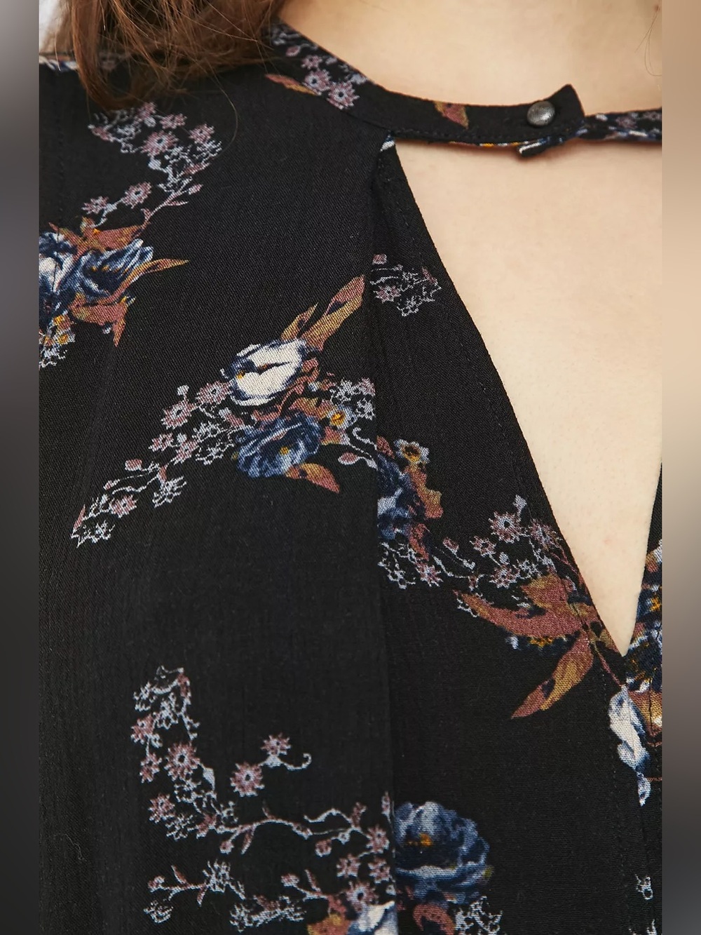 Free People Tree Black Floral Swing Dress Tunic Top Sleeveless Size XS - Picture 8 of 15